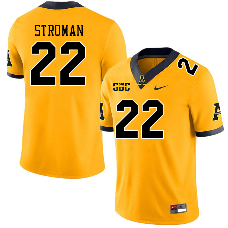 Men #22 Dalton Stroman Appalachian State Mountaineers College Football Jerseys Stitched Sale-Gold